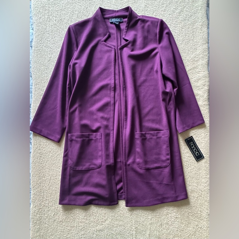 NY&C Plum Open-Front Jacket